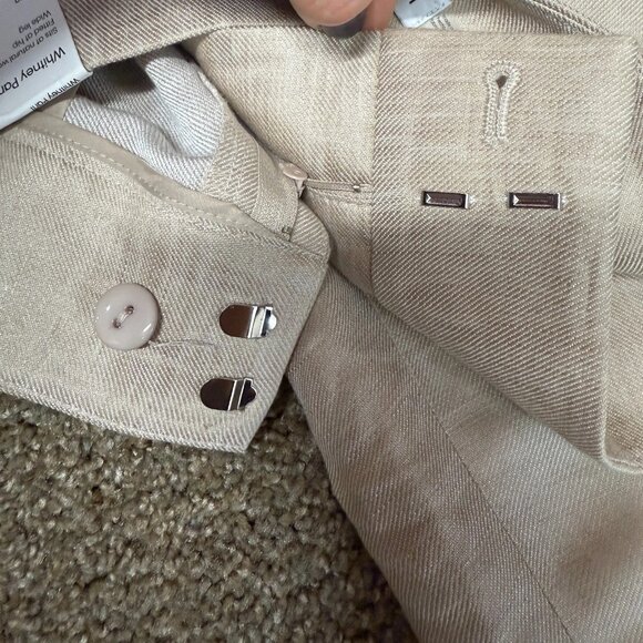 Calvin Klein Whitney Linen Wide Leg Pants Womens 12 Beige Cottage Core Coastal - Picture 13 of 16